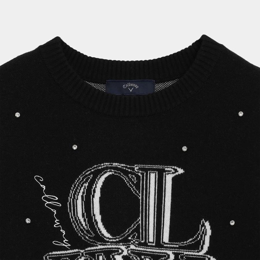 セール/40％OFFキャロウェイ ゴルフウェア クルーネック長袖ラインストーン付きニット c25218201（L寸：レディース） Callaway 2025秋冬 メール便_6