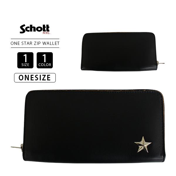 Schott ショット メンズ 革財布 レザー小物 ONESTAR ZIP WALLET ワン