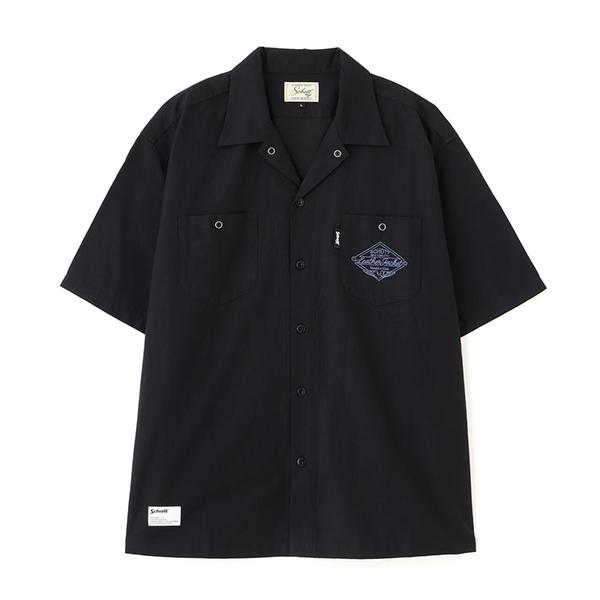 Schott ショット メンズトップス 半袖 シャツ オープンカラー NC SHIRT EMB エンブレム 刺繍 綿 ナイロン ワークシャツ アメカジ ストリート 7826123003の画像