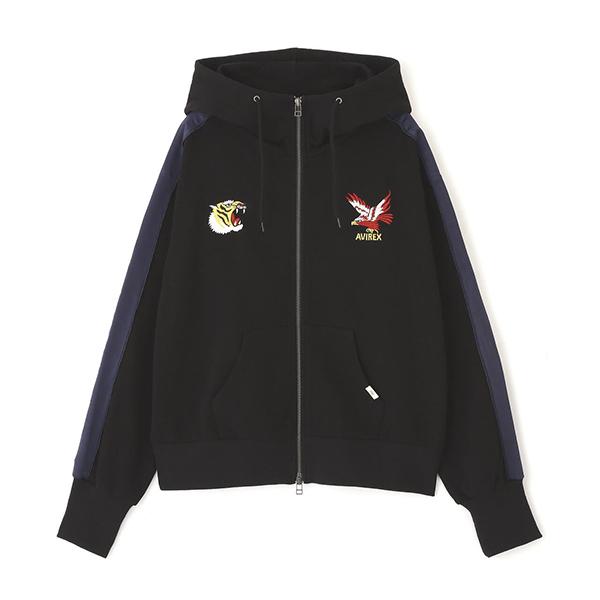 ◆AVIREX ラムレザー ジップアップパーカ/M/レディース AVIREX アビレックス レディース ライトアウター パーカー 長袖