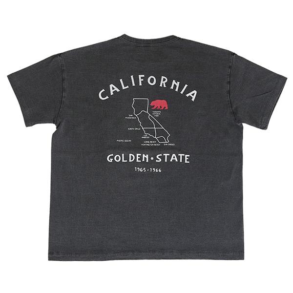 BARNS バーンズ メンズ 半袖 Tシャツ プリントTシャツ Pigment Dye G.O.A.T CAL カリフォルニア 丸胴 快適 ビンテージ感 ヘビーウェイト 州旗 アメカジ BR-26151の画像