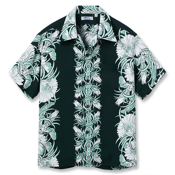 美品】SUNSURF アロハシャツ 半袖 開襟 月下美人 ボタニカル 黒 L 楽天