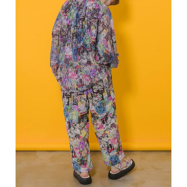 C.E CAVEMPT 総柄 カラーパンツ XL 日本製 派手 ストリート 希少 ScoLar（スカラー） レディース 総柄パンツ シアー感 イージーパンツ