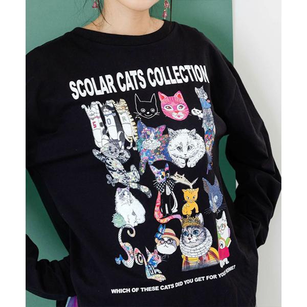 ScoLar（スカラー） レディース トップス 長袖 Tシャツ スカラーねこ