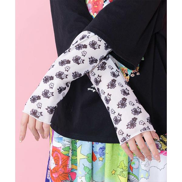ScoLar（スカラー） レディース トップス Tシャツ 長袖 花 ねこ 花柄