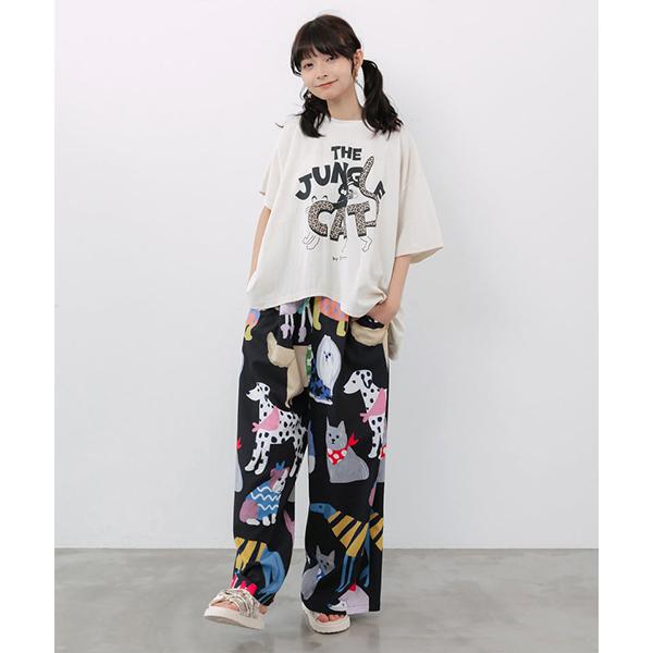 新品　スカラー　犬柄パンツ　総柄パンツ　Ｍ ScoLar（スカラー） ボトムス レディース リラックス ワイドパンツ