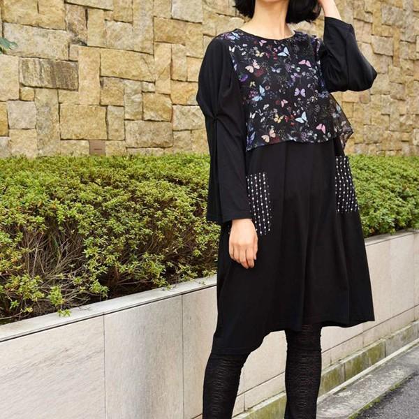 スカラー Scolar ワンピース ドレス 花蝶柄ワンピース レディース トップス ハデカワ 431 ジーンズショップヤマト 通販 Yahoo ショッピング