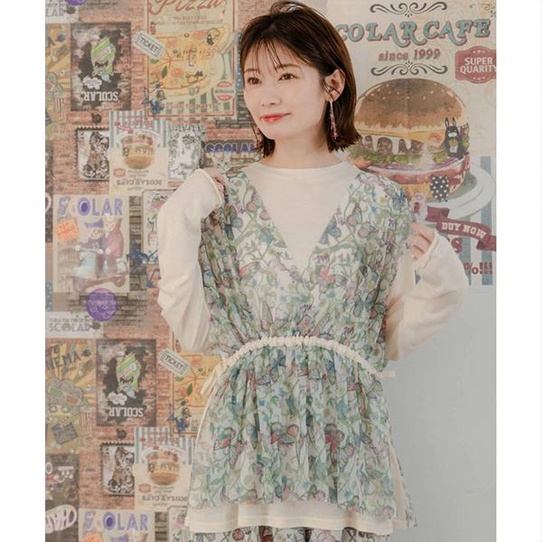 ScoLar（スカラー） iS ScoLar イズスカラー 長袖 Tシャツ 花 蝶柄 