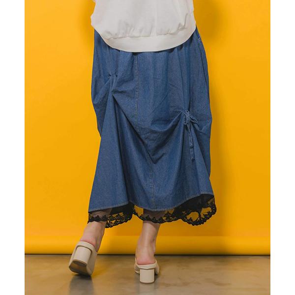 PREMIUM SCOLar デニムスカート ロング丈 レース ScoLar（スカラー） PREMIUM ScoLar プレミアムスカラー スカート