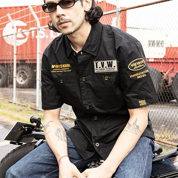 VANSON（バンソン） メンズ トップス 半袖 シャツ ワークシャツ