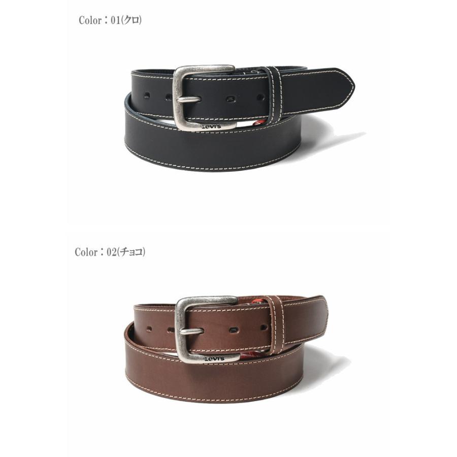 Levi's（リーバイス） ベルト 本革 牛革 ステッチ レザーベルト 35mm