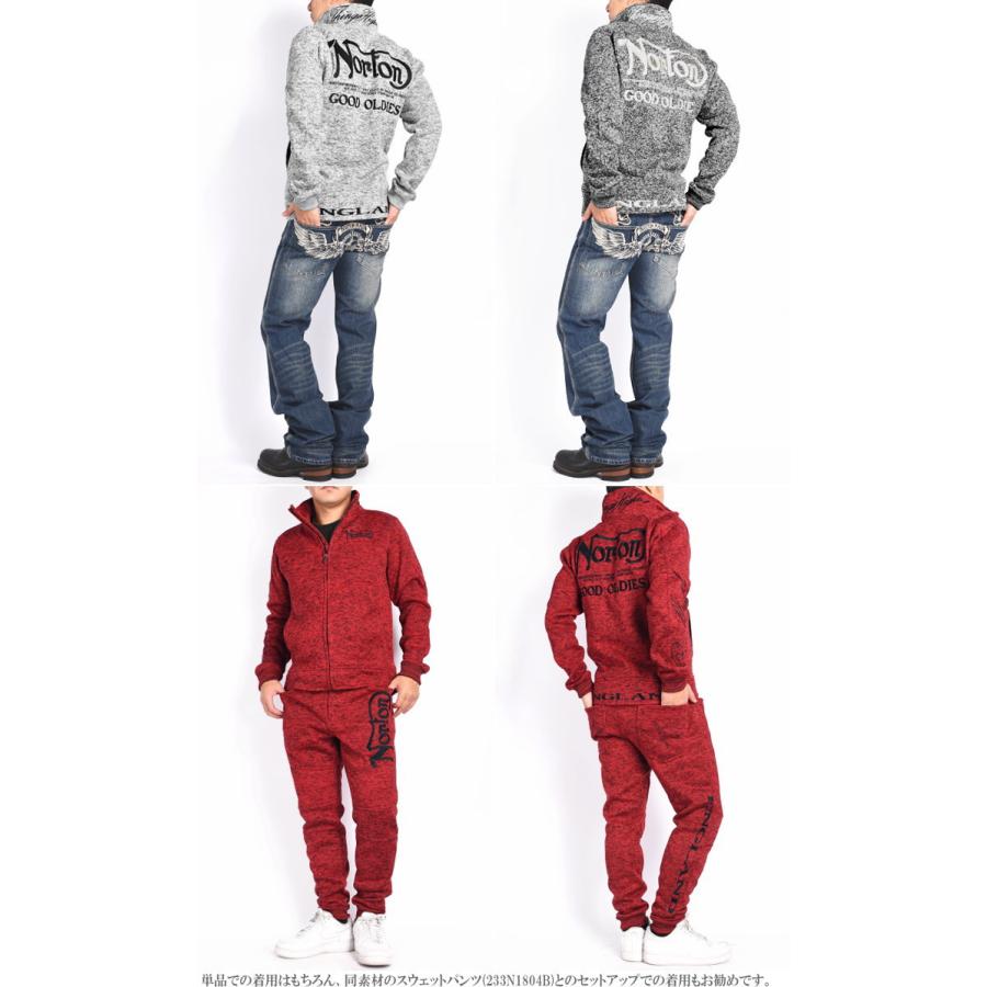 ノートン NORTON ドッグNORTONロゴ 総刺繍 ポリ杢 裏起毛スウェット  