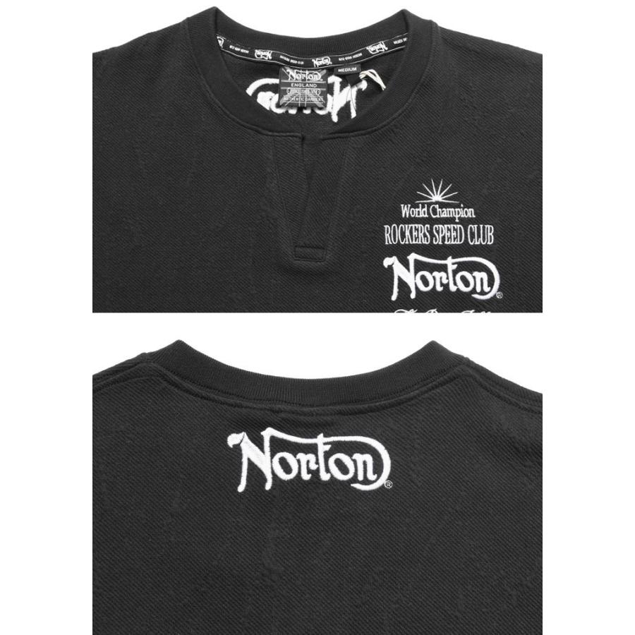 ノートン（NORTON） ロンT ロゴ総刺繍 膨れジャカード キーネック 長袖