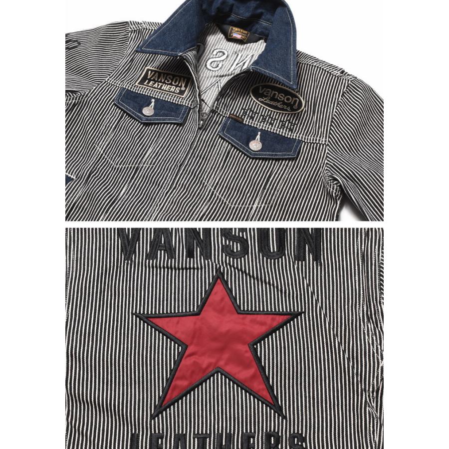 【再入荷】【当店別注】 バンソン VANSON ツナギ つなぎ ワンスター 刺繍＆ワッペン デニム オールインワン JFV-602-HICKORY｜jeans1｜04