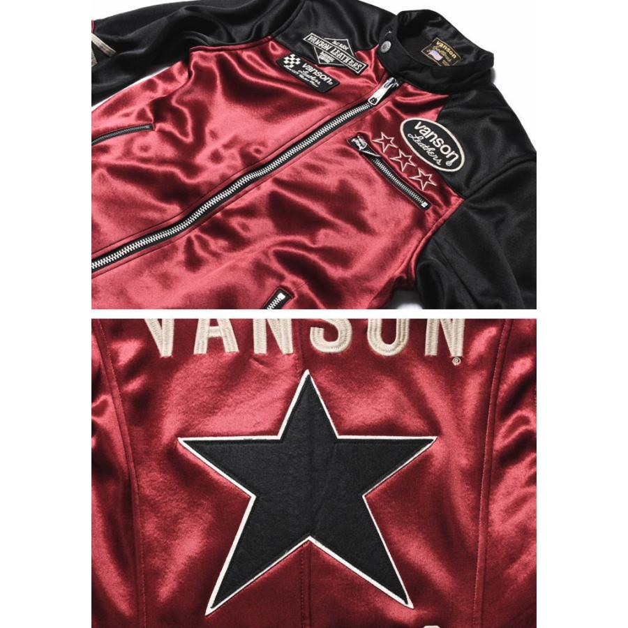 【再入荷】【当店別注】 バンソン VANSON ライダース ワンスター 刺繍＆ワッペン ボンディング ライダース ジャケット JFV-801-WINERED-BLACKの画像