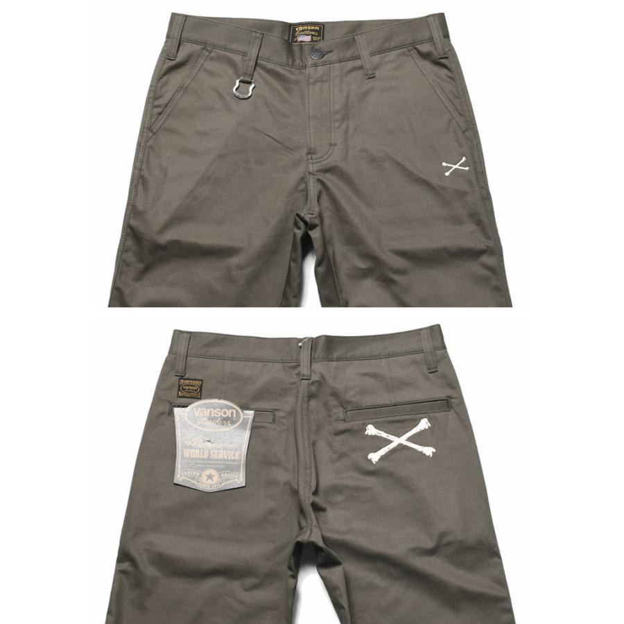 未使用品　VANSON　W34　フライング ×ヒューマンボーン刺繍 　チノパン VANSON (バンソン）USAチノパン クロスボーン刺繍 NVBL-101 ベージュ