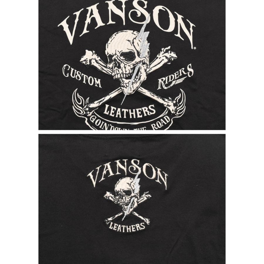 VANSON（バンソン） ロンT クロスボーンスカル フロントデザイン 刺繍