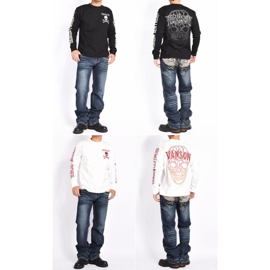 VANSON（バンソン） ロンT ロゴスカル 刺繍プリント 長袖Tシャツ NVLT