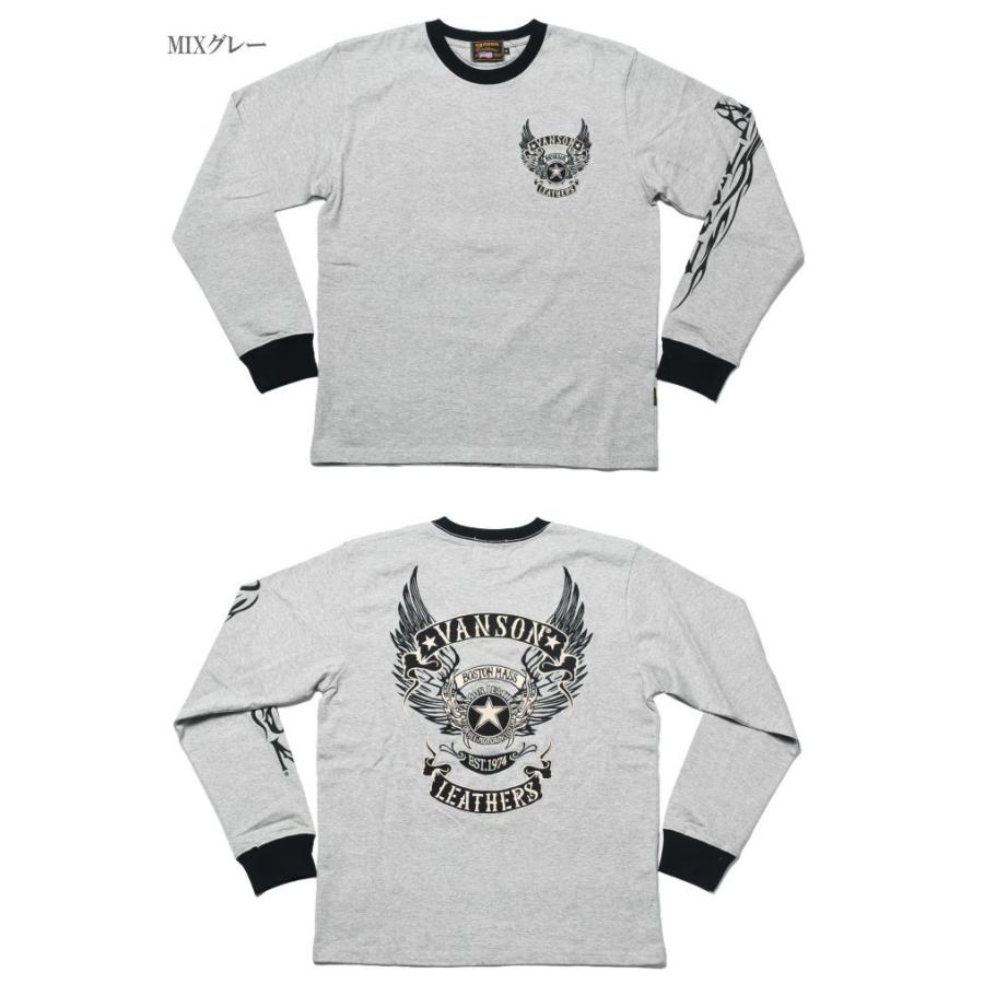 VANSON（バンソン） ロンT フライングスター 刺繍プリント 長袖Tシャツ 