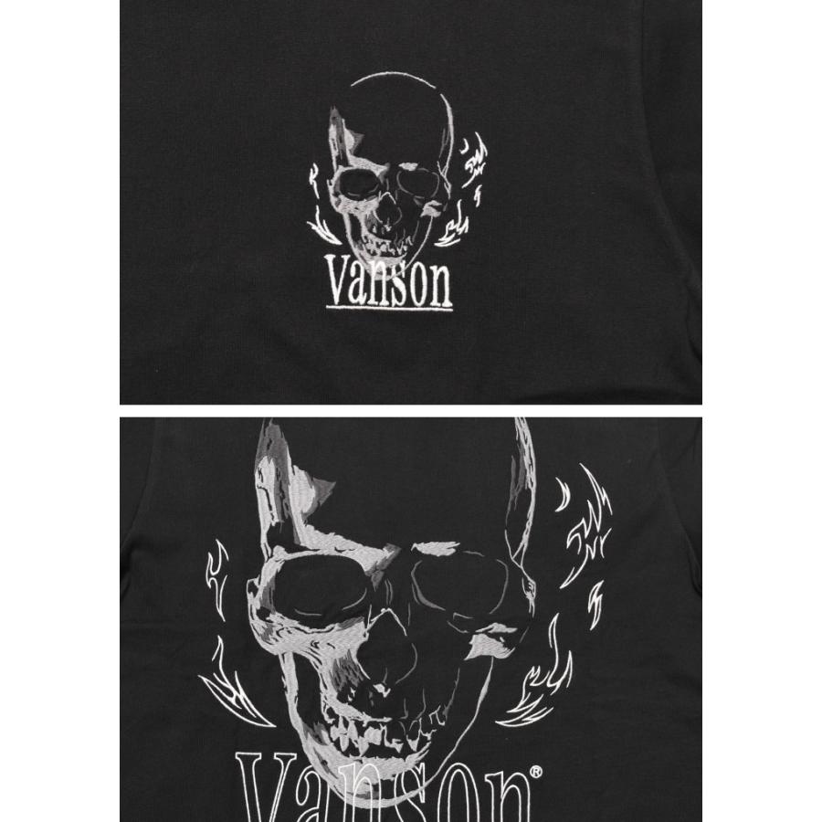 新品vansonスカル✖️クロスピストン✖️ vansonロゴSP USED風 VANSON（バンソン） ロンT スカルフェイス 総刺繍 長袖Tシャツ NVLT