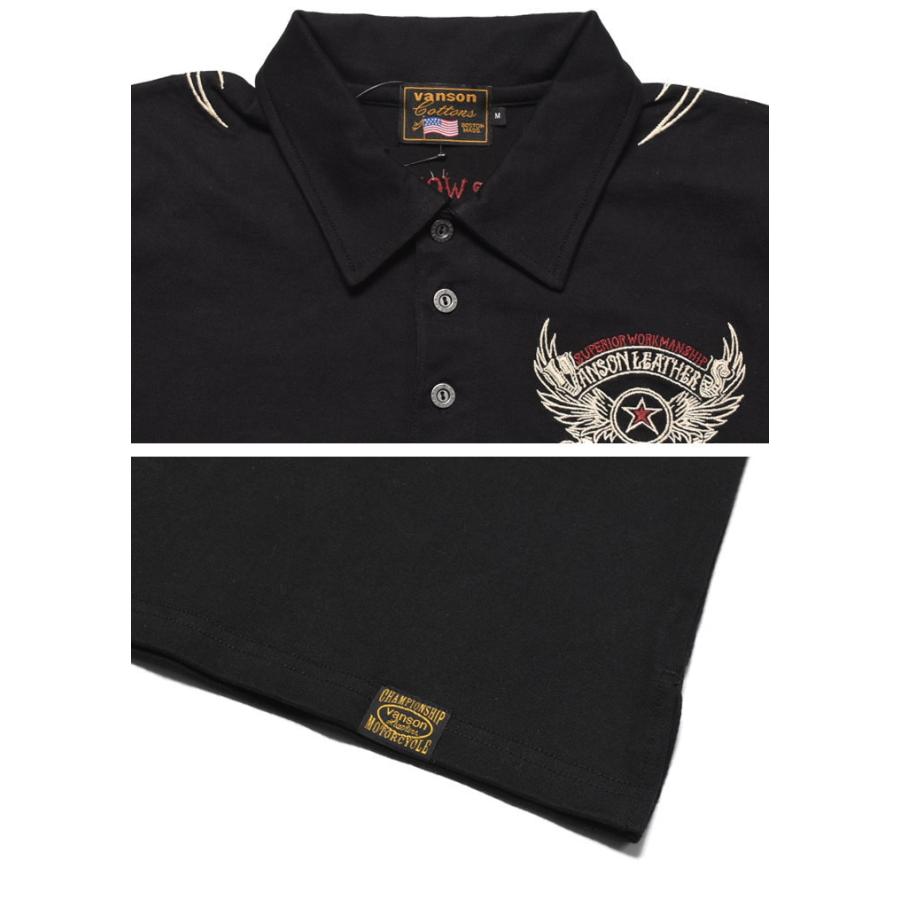 VANSON ブラック ポロシャツ バックプリント XXLサイズ VANSON（バンソン） 【2026春夏新作】バンソン ポロシャツ 復刻定番