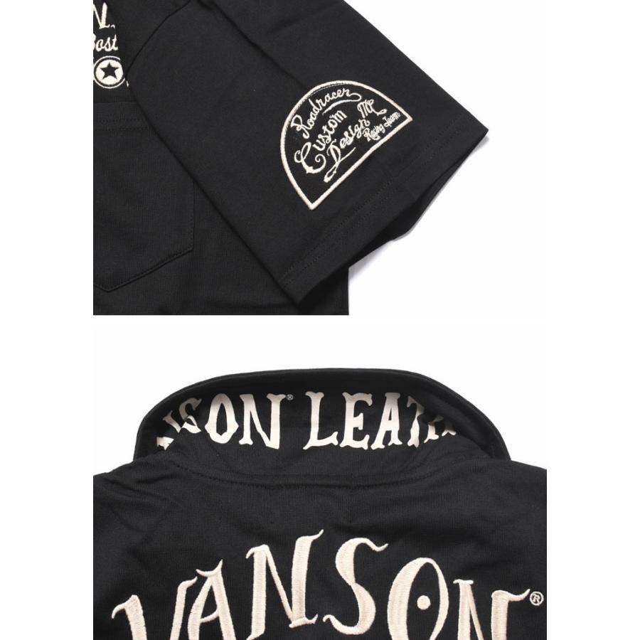 VANSON ブラック ポロシャツ バックプリント XXLサイズ VANSON（バンソン） ポロシャツ 復刻モデル フライングスター 刺繍
