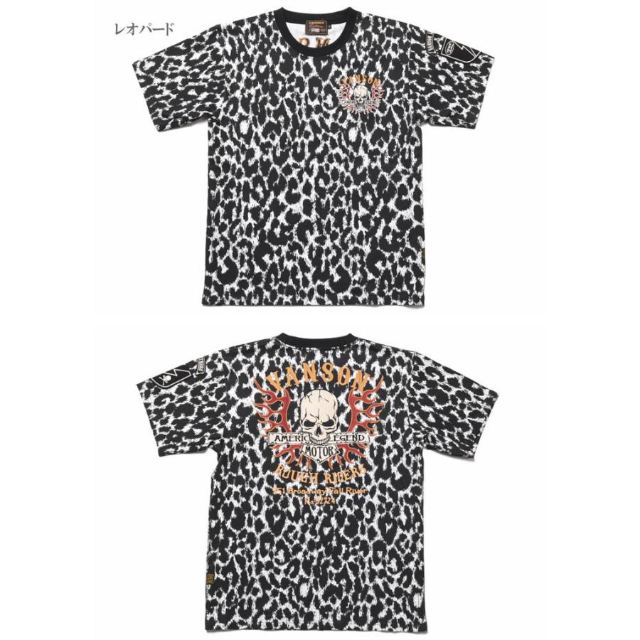 VANSON（バンソン） VANSON Tシャツ スカルエンブレム 刺繍プリント