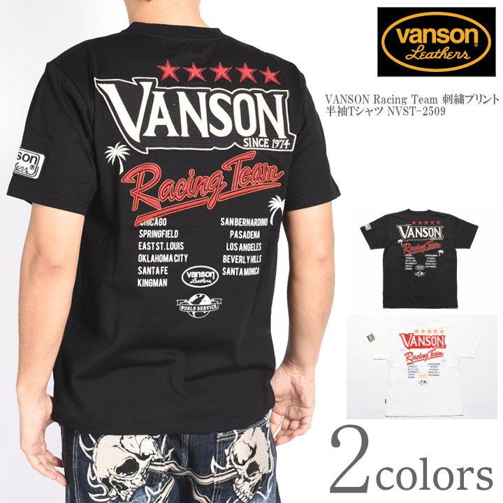 VANSON（バンソン） VANSON Tシャツ VANSON Racing Team 刺繍プリント