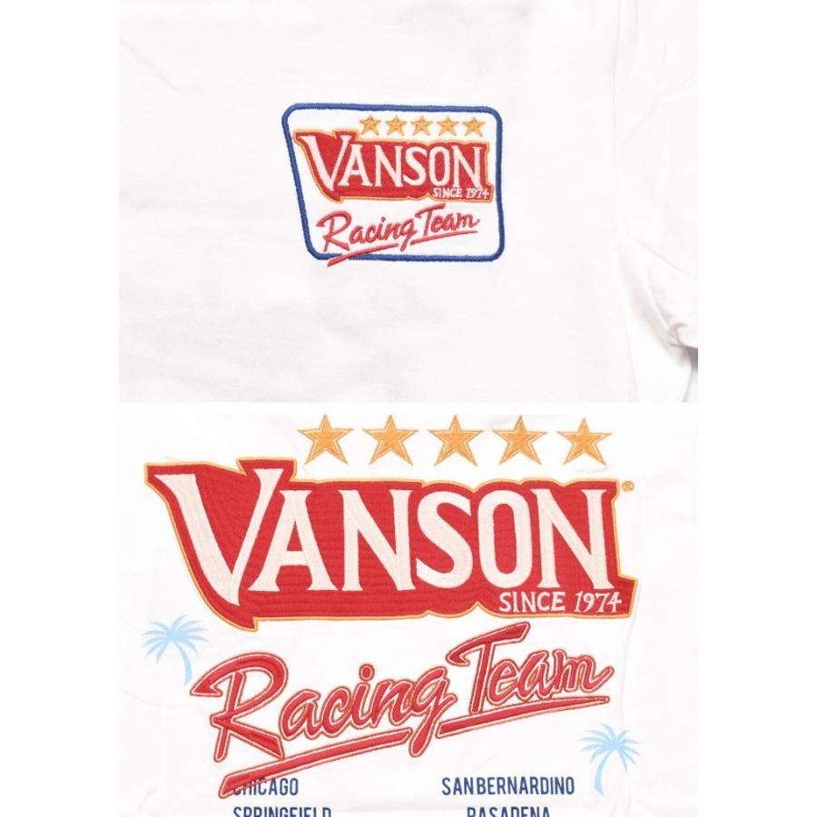 VANSON（バンソン） VANSON Tシャツ VANSON Racing Team 刺繍プリント