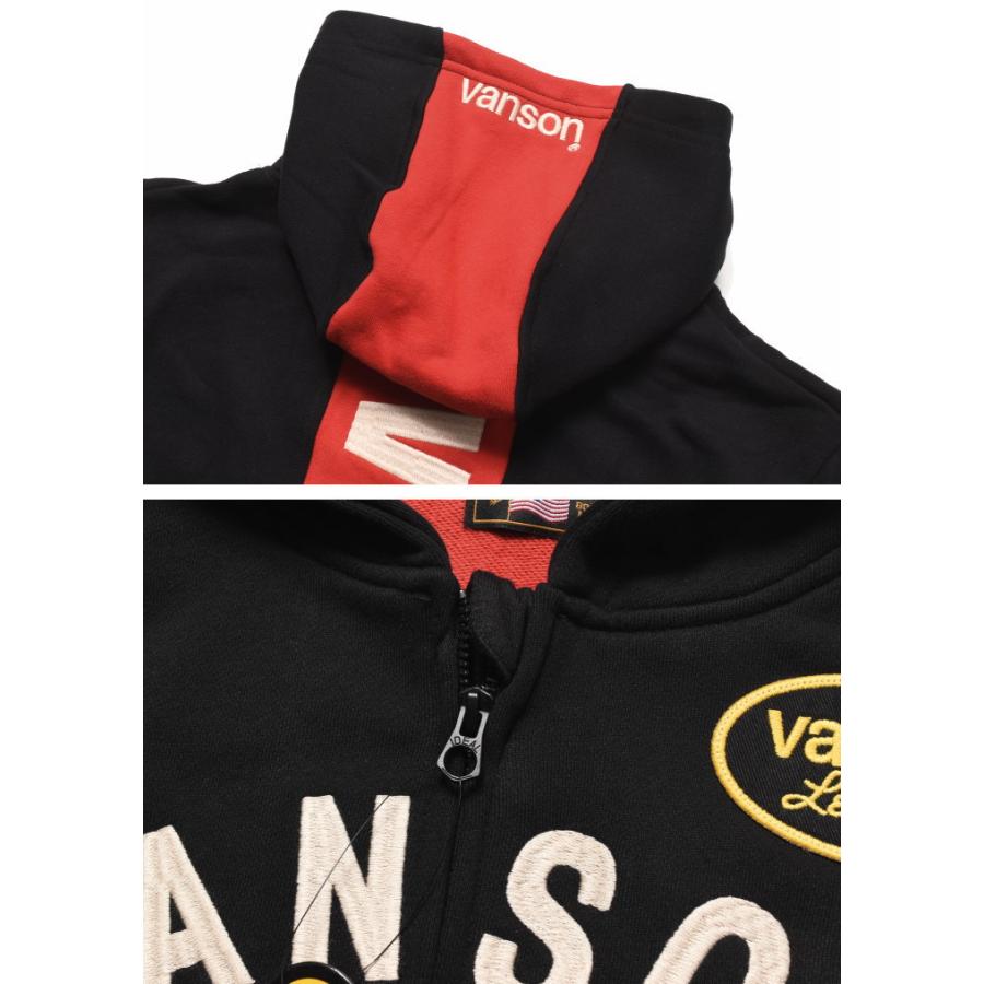 VANSON バンソン パーカー LEATHERS ロゴ刺繍&ワッペン 縦 VANSON バンソン パーカー LEATHERS ロゴ刺繍&ワッペン 縦