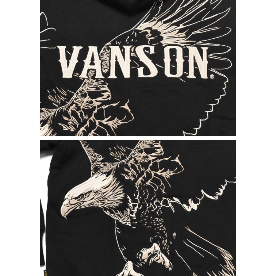 VANSON（バンソン） パーカー イーグル 総刺繍 裏毛スウェット F/Z