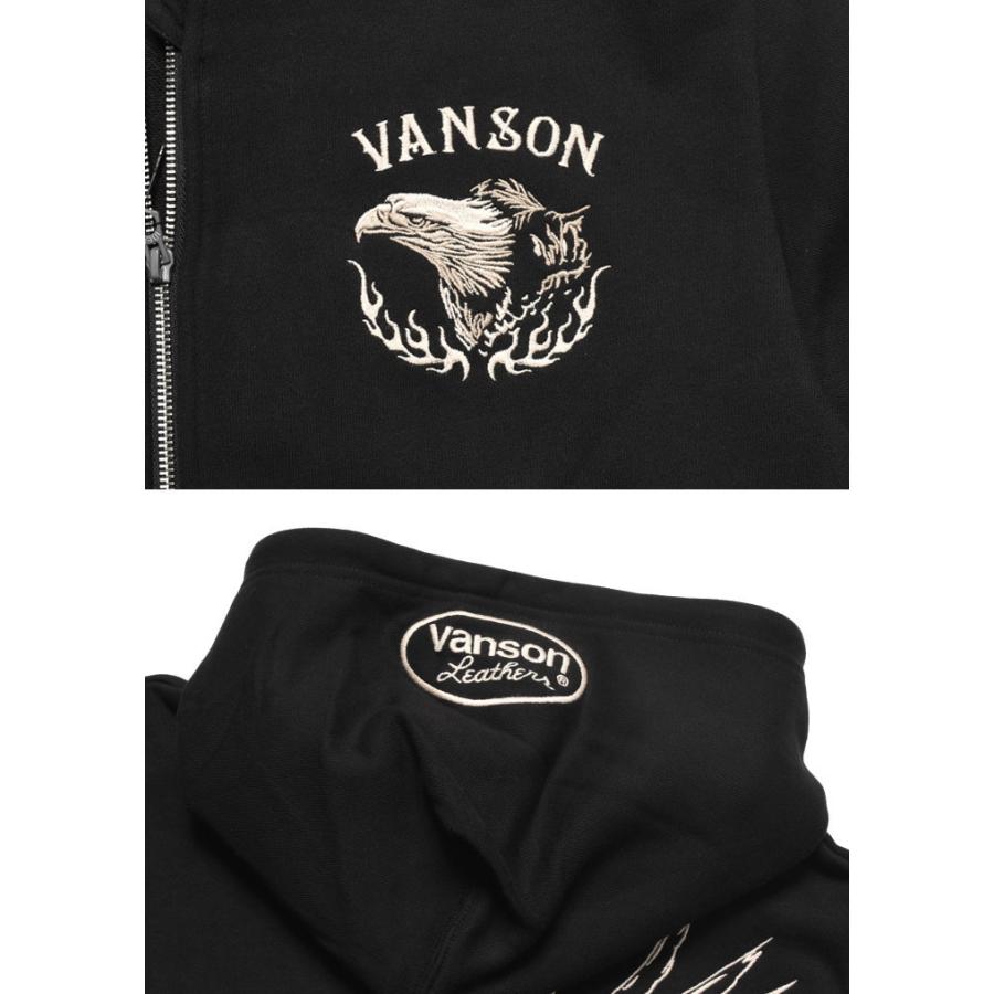 VANSON（バンソン） パーカー イーグル 総刺繍 裏毛スウェット F/Z