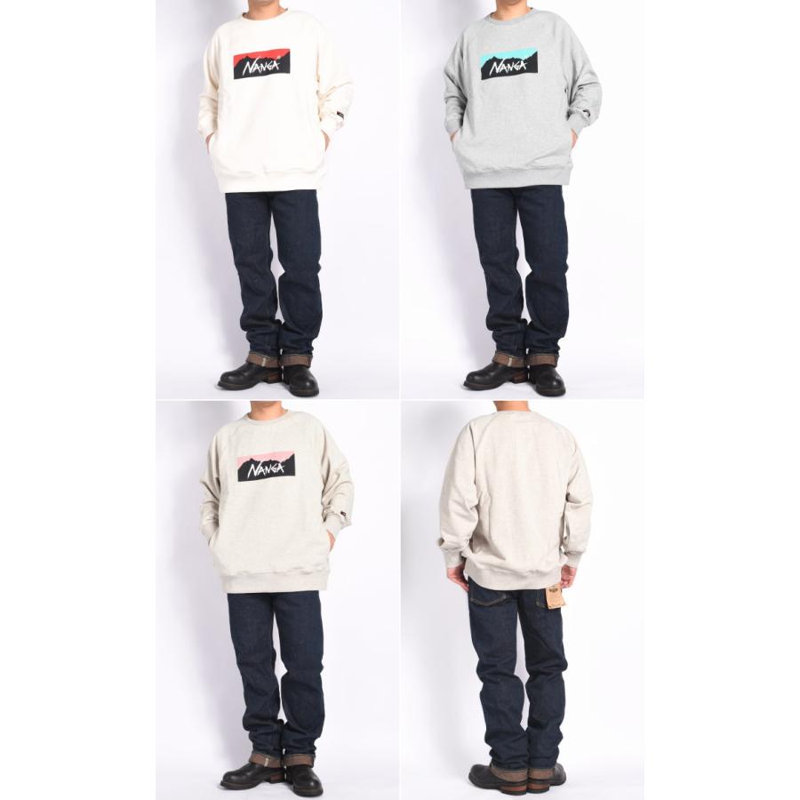 NANGA ナンガ トレーナー ECO HYBRID BOX LOGO SWEATSHIRT エコハイブリッド ボックスロゴ スウェットシャツ ルーズシルエット NW2311-1F201