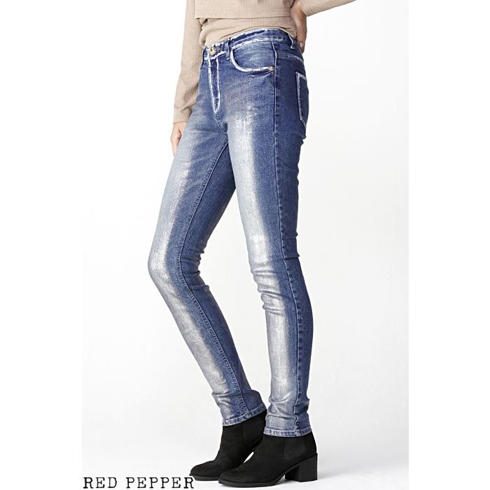 レッドペッパー RED PEPPER ジーンズ ラメブラシペイント レディース スキニーデニム RJ1099｜jeans1｜05