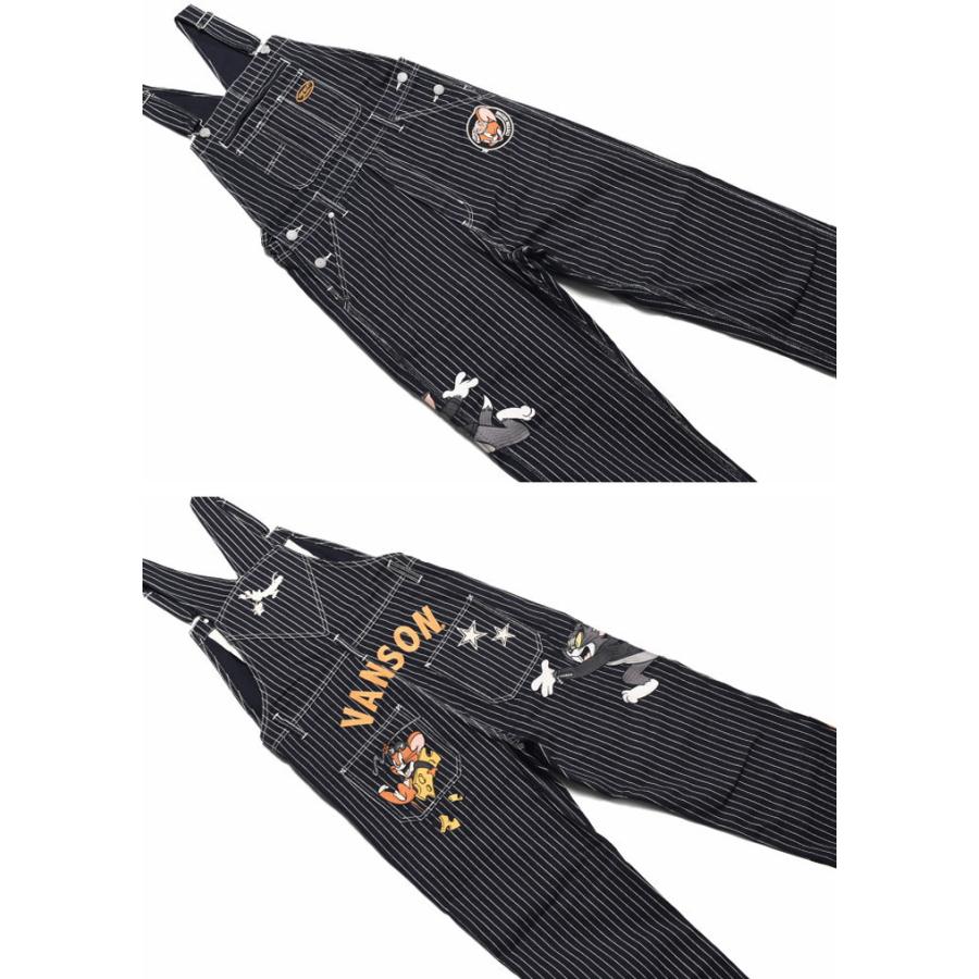 vanson ダークデニム オーバーオール美品、裾に少しダメージ有り‼️ VANSON（バンソン） × TOM AND JERRY トムとジェリー コラボ