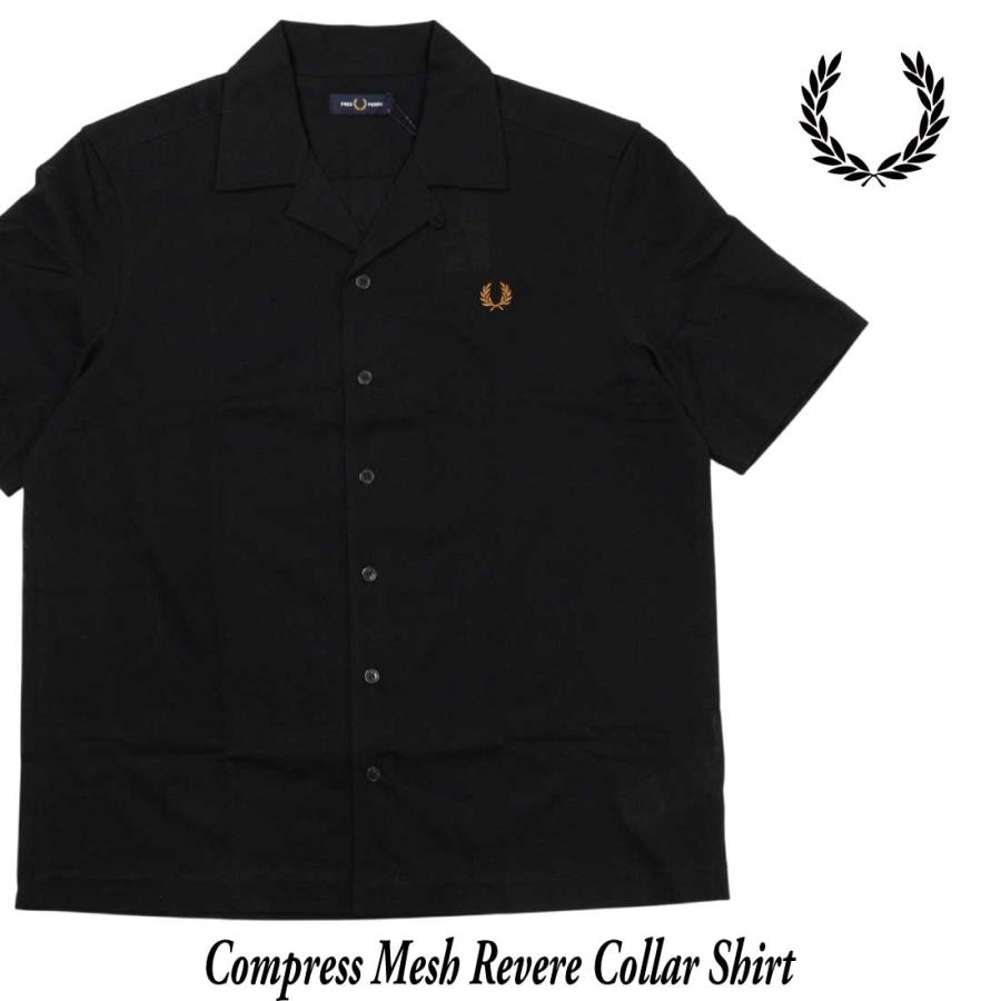 FRED PERRY フレッドペリー 半袖 シャツ Compress Mesh Revere Collar Shirt M1745 半袖シャツ無地 ロゴ ワンポイント 正規販売店 ストレッチ