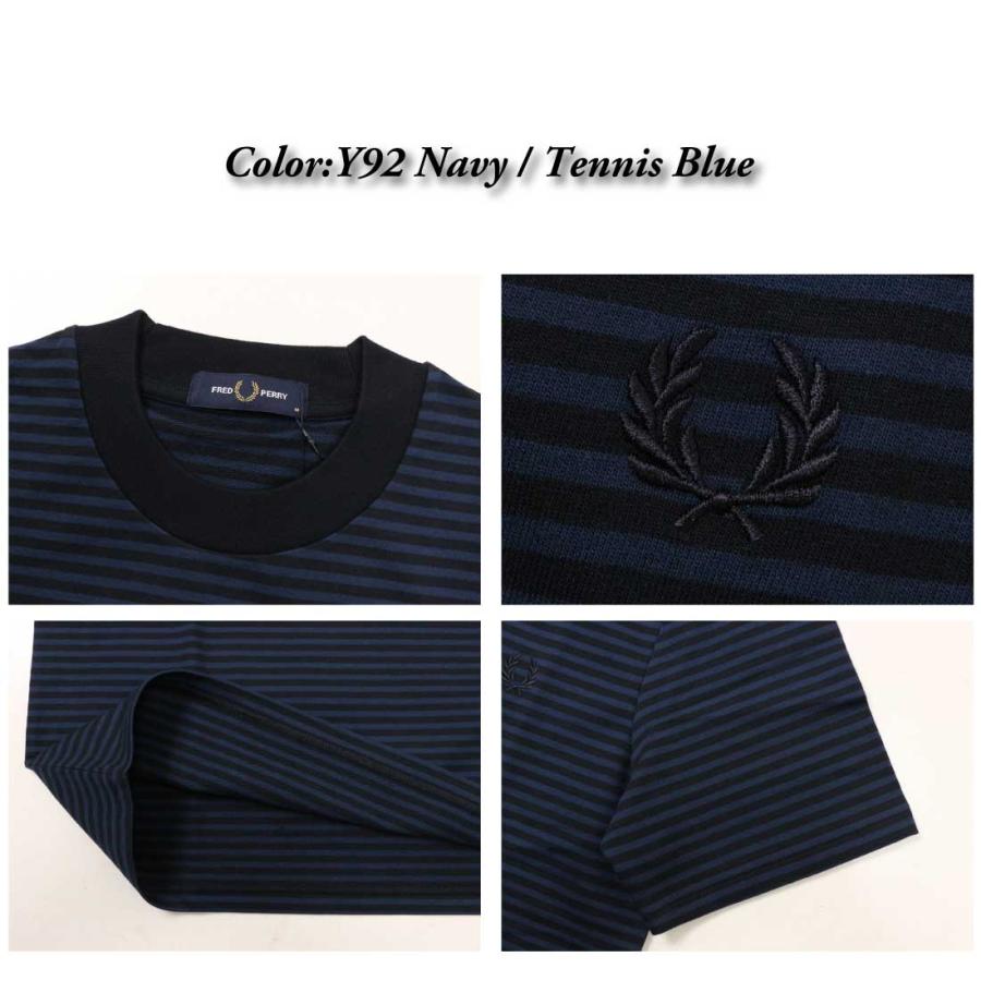 Fre Perryネイビー リブ付き Tシャツ 半袖 FRED PERRY（フレッドペリー） ツインティップラインTシャツ M1588