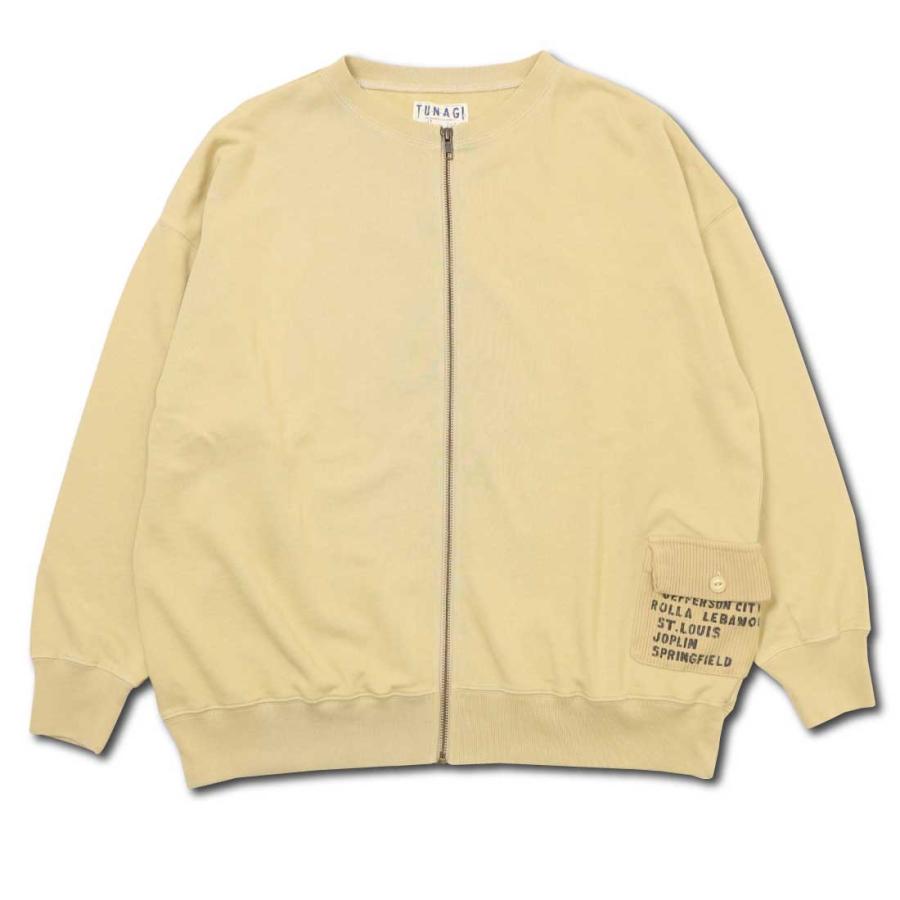 Lime ライム ミニ裏毛 ピグメント加工 フルジップ ニットポケット 