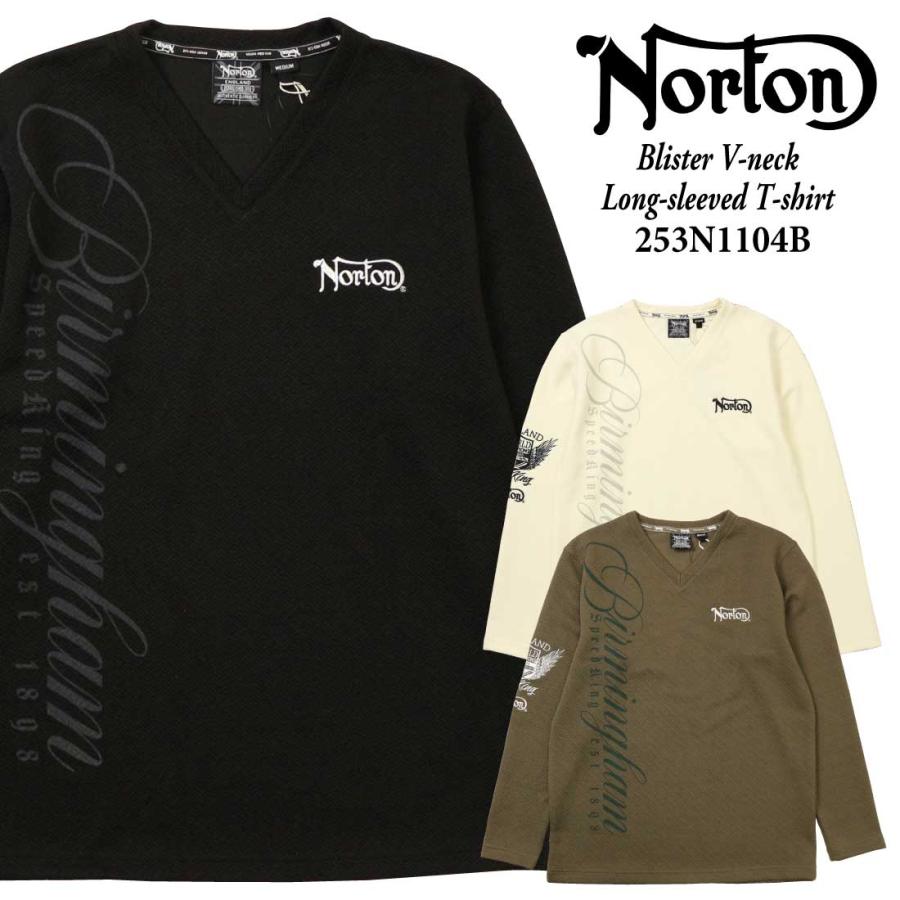 Norton ノートン 服 長袖 Tシャツ カットソー 253N1104B ブリスター Vネック ロンT 刺繍 ロングTシャツ プリント ロゴ アメカジ バイカー メンズ ノートン（NORTON） 服 長袖 Tシャツ カットソー 253N1104B ブリスター