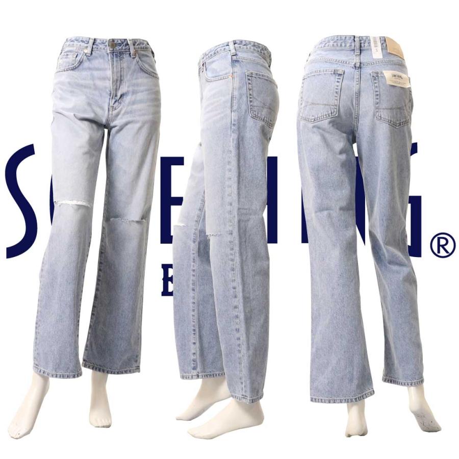 CC ホワイトストレートデニムパンツ ストレートデニム／Lee×WHITE／ウォッシャブル／無地／センター