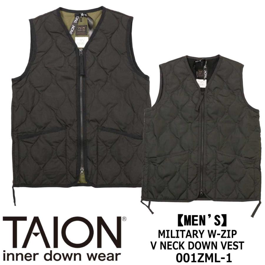 TAION（タイオン） ミリタリー Vネック ジップ ダウンベスト TAION