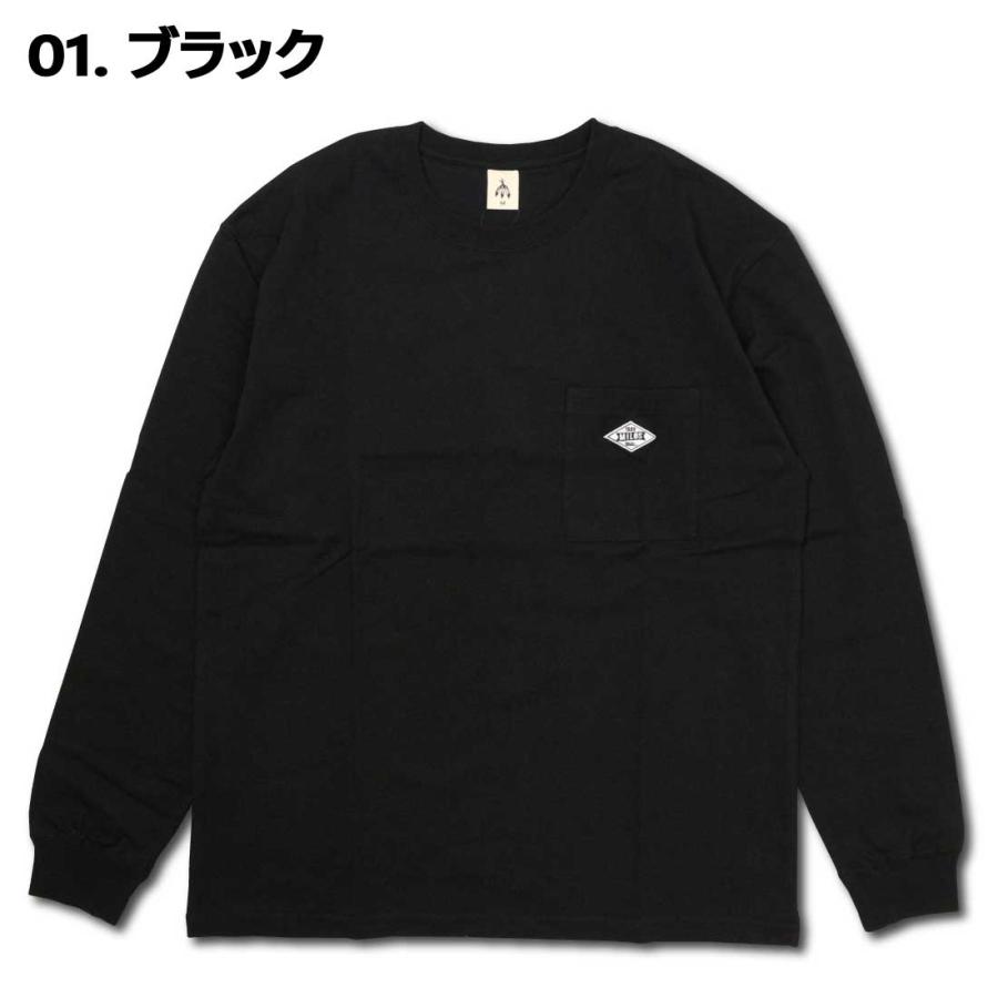 45R ハケ目×天竺刺繍 Tシャツ 長袖 フリー TRAP/U トラップユー 長袖 Tシャツ 胸ポケット ワンポイント 天竺 刺繍