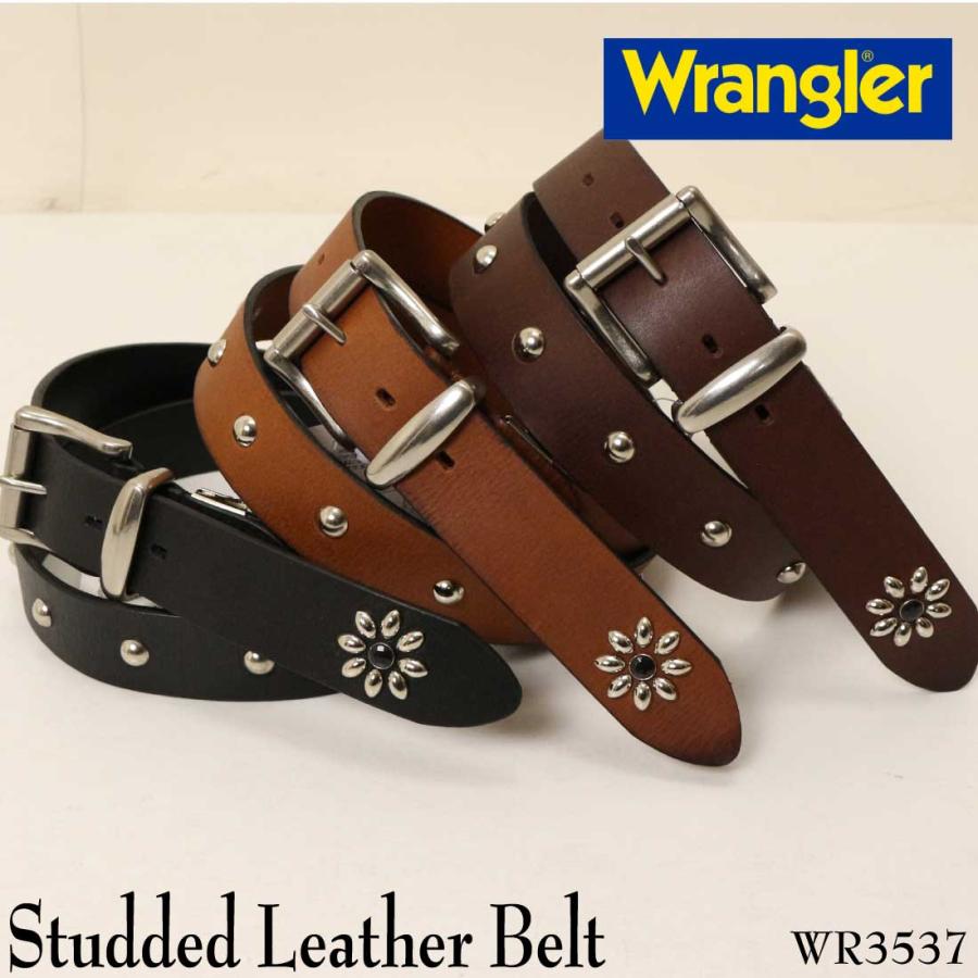 Wrangler（ラングラー） ベルト スタッズ レザー ベルト WR3537 3.5cm
