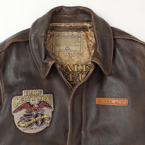 AVIREX アビレックス レザー A-2 ブルゾン 50th アニバーサリー　50周年モデル 783-5950007   A-2  050)BROWN 牛革 Blusonの画像