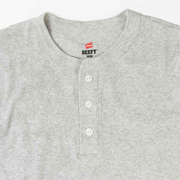 Hanes（ヘインズ） HANES BEEFY Tee ビーフィー RIB HENLEY NECK リブ