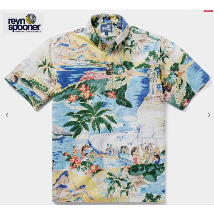 reynspooner レインスプーナー TRANSPACK PACIFIC 40’S 太平洋横断記念モデル 126-1841 0006)BLUEプルオーバー アロハ シャツ ハワイ 夏 半袖 reyn spooner（レインスプーナー） TRANSPACK PACIFIC 40'S 太平洋横断