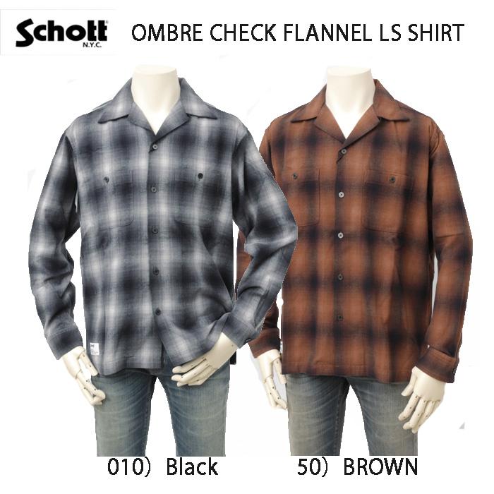 Schott オンブレチェック コットン フランネル オープンカラーシャツ XL Amazon.co.jp: 【Schott】【ショット】 OMBRE CHECK FLANNEL LS SHIRT