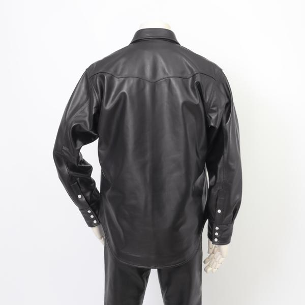 ラングラー Ｗrangler 27MW WM0027 レザーウエスタンシャツ Leather Western Shirt  WM0027-775）ブラック 羊革 ラムレザーの画像