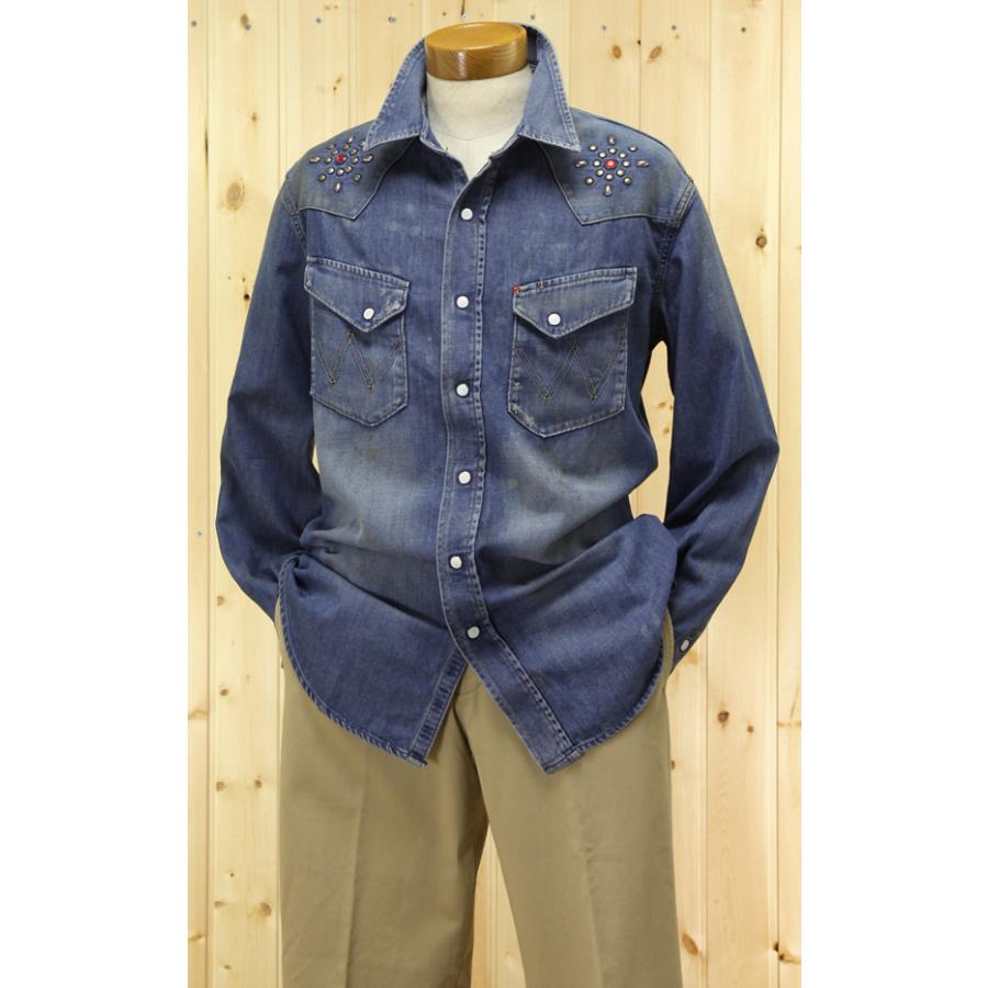 Wrangler(ラングラー）スタッズ デニムウエスタンシャツ Blue Bell