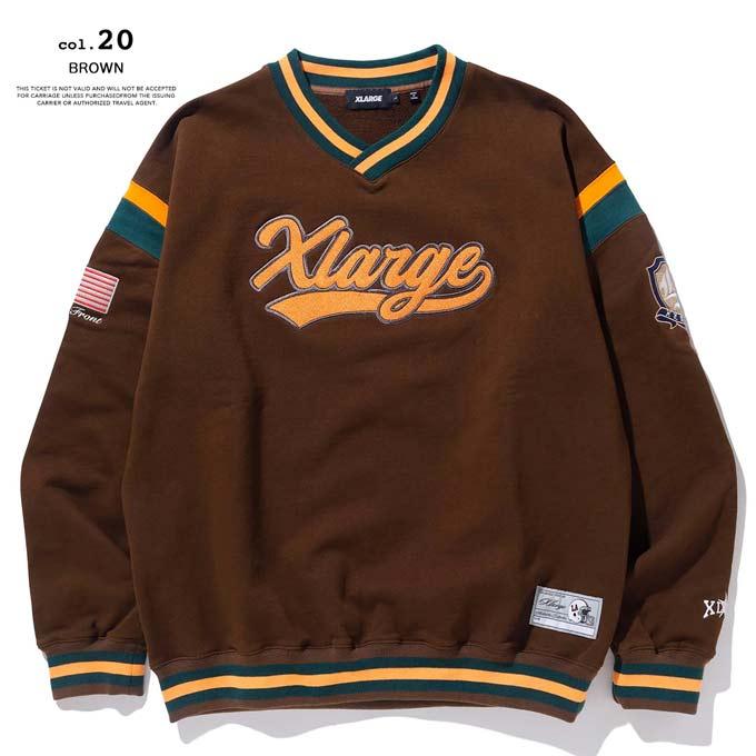 XLARGE エクストララージ BASEBALL LOGO EMBROIDERED V NECK XLARGE エクストララージ BASEBALL LOGO EMBROIDERED V NECK